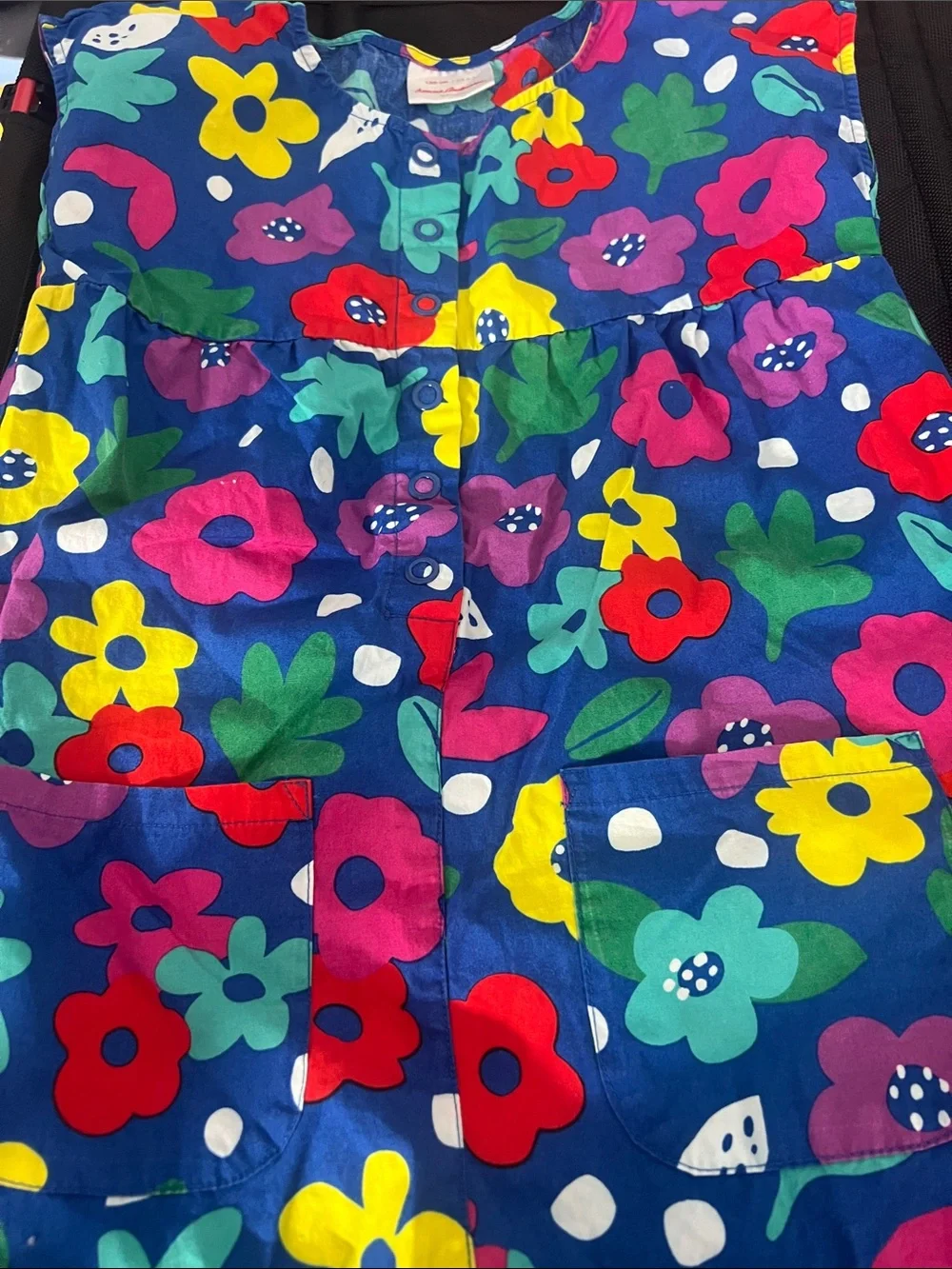 Hanna Andersson Navy Floral Cotton Romper with Bright Blooms